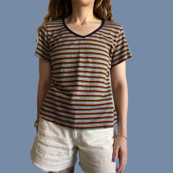 [JUNCTION] 90s RETRO RAINBOW STRIPED TEE - Picture 3 of 12